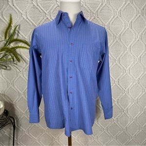 SILKINA | Button Down Men's Dress Shirt Checkered Print Blue 42cm
